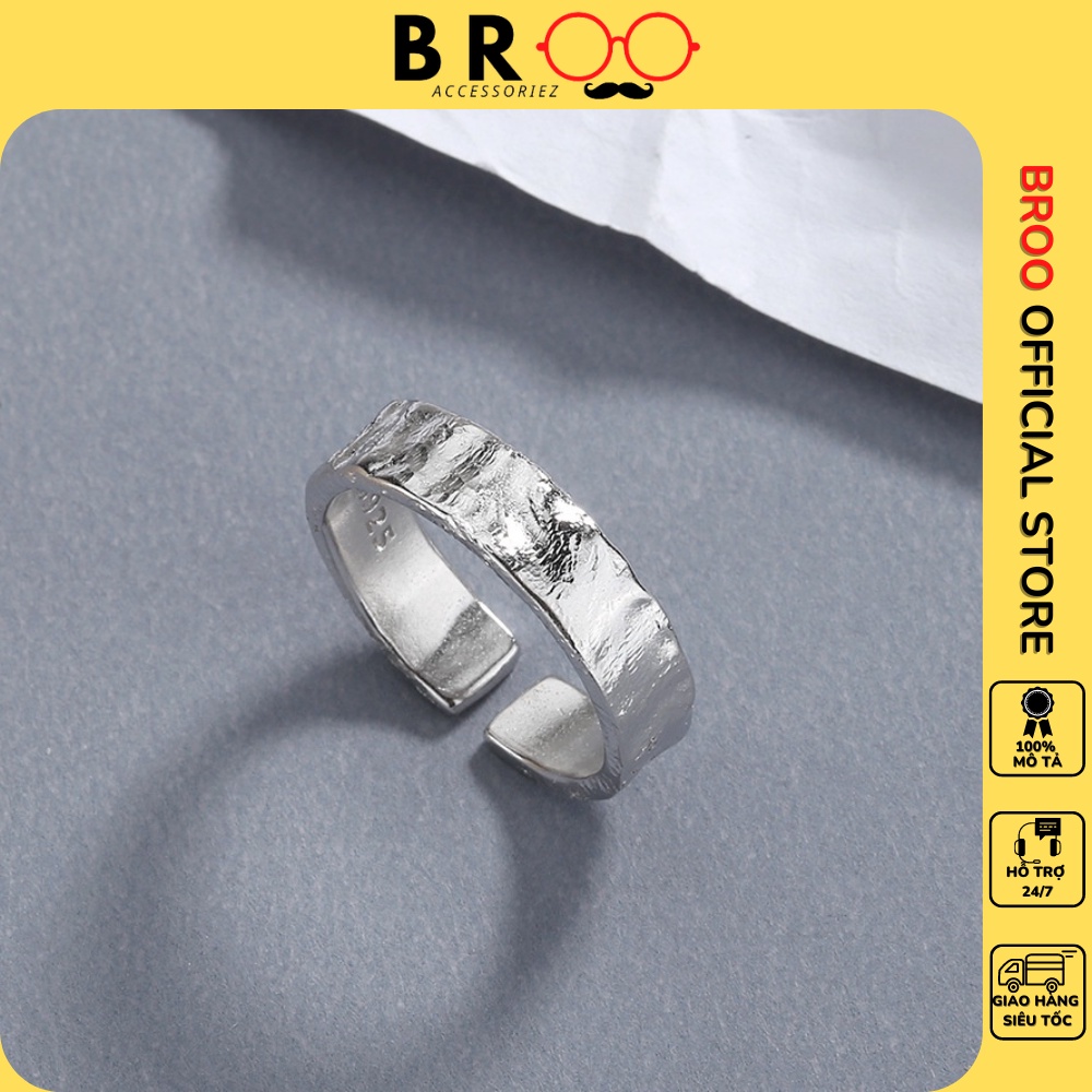 Nhẫn nam nữ trơn sần BROO màu bạc vàng đẹp, nhẫn unisex đơn giản chất liệu titan không gỉ