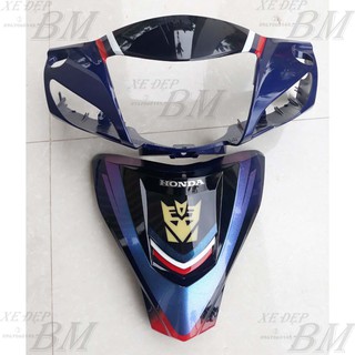 Bộ đôi chi tiết nhựa cho wave xanh đậm sơn tem độ led