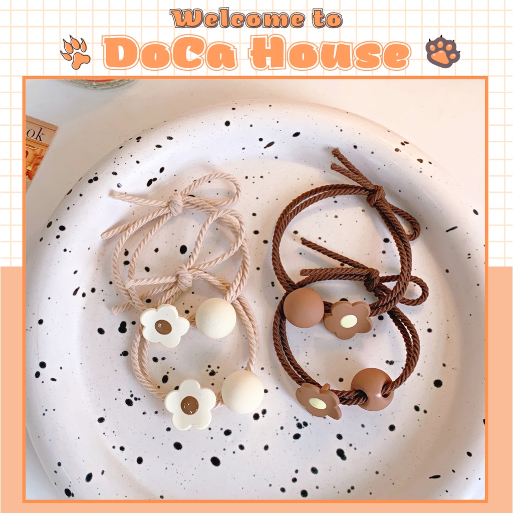 Dây buộc tóc Hàn Quốc gắn charm bông hoa xinh xắn dễ thương cute - DoCa