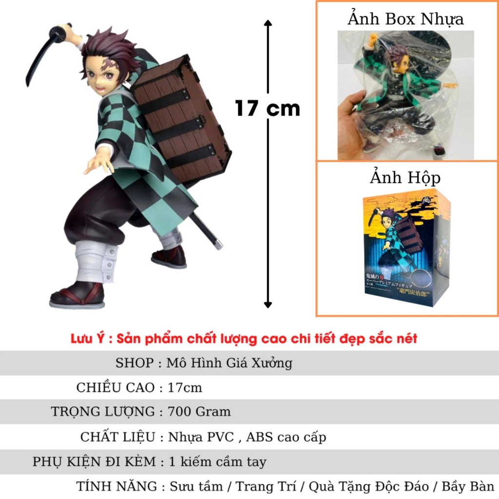 Mô hình Kimetsu No Yaiba figure Demon Slayer Kamado Tanjirou cao 17 cm trạng thái chiến đấu - figure thanh gươm diệt quỷ