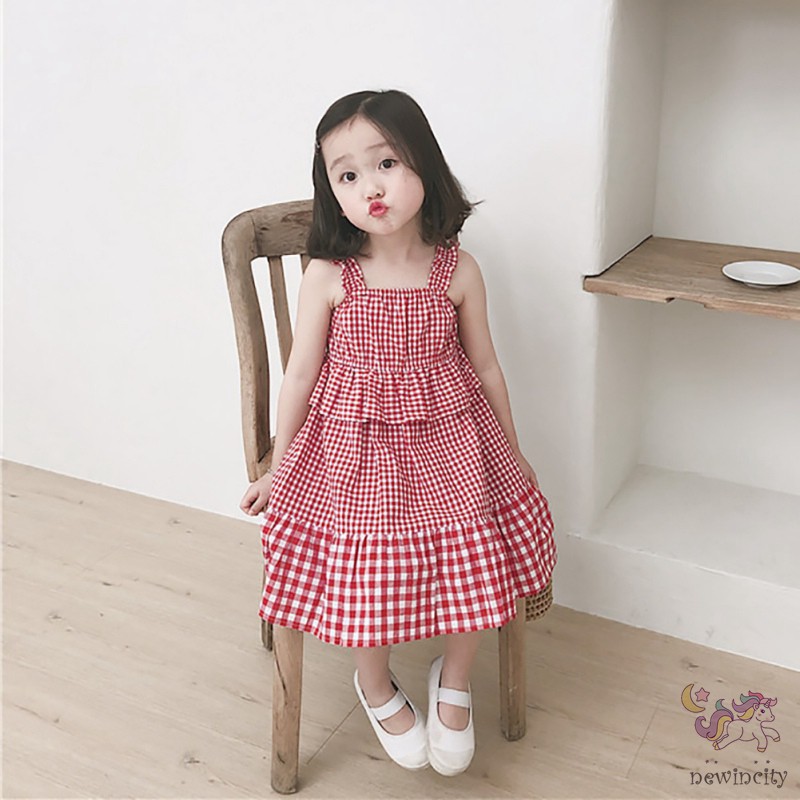 Đầm Yếm Kẻ Ca Rô Cho Bé