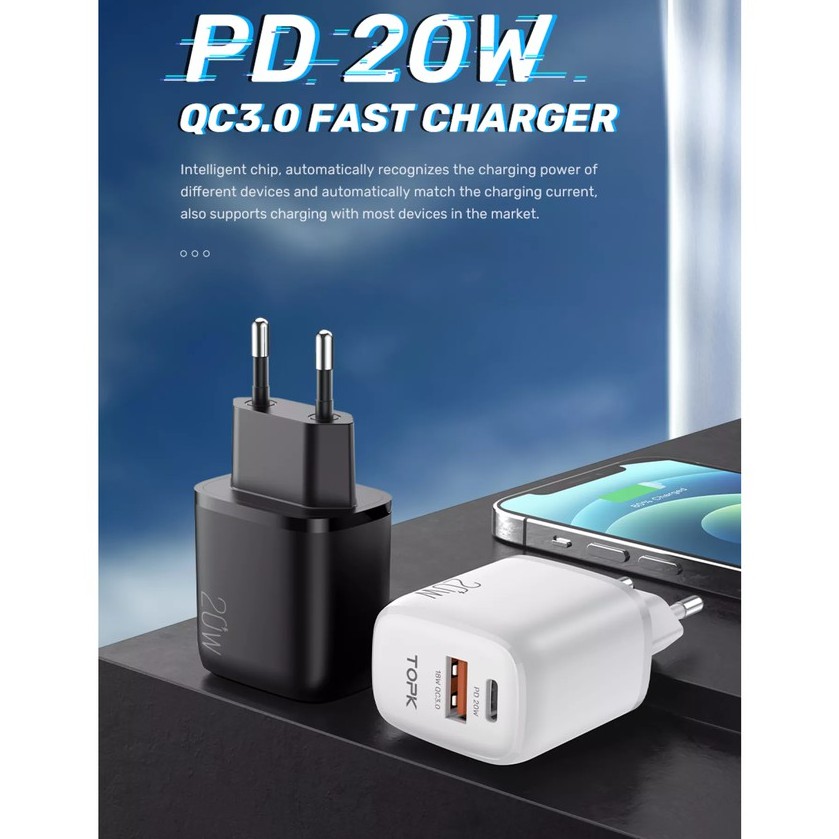 Củ Sạc Nhanh 2 cổng chuẩn PD 3.0 và QC 3.0