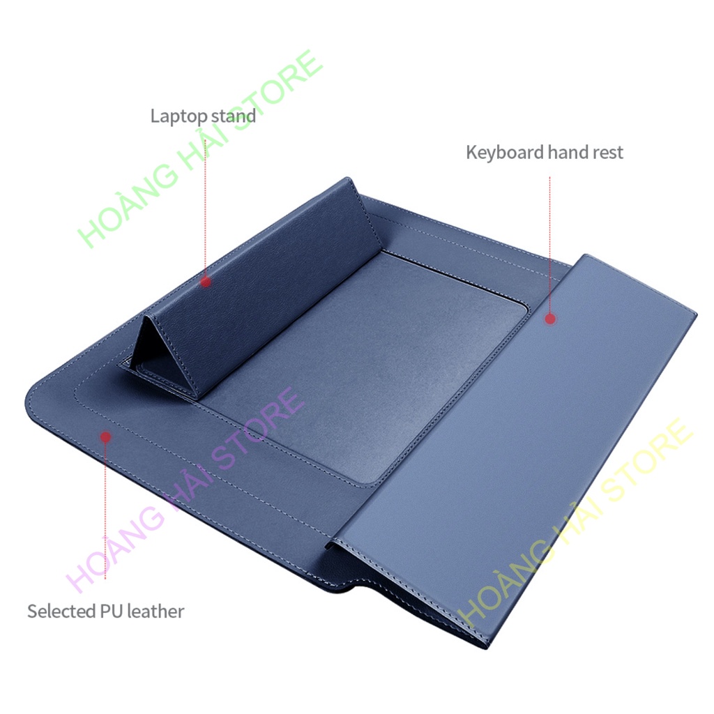 Bao da macbook túi chống sốc laptop kiêm giá đỡ tản nhiệt kèm ví đựng sạc chuột