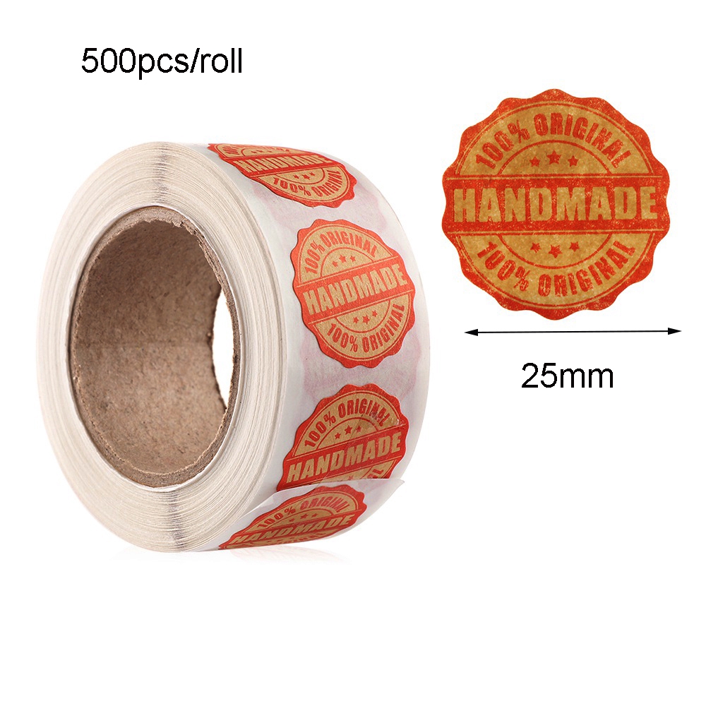 Set 500 tem dán giấy kraft túi bánh quy họa tiết chữ cảm ơn cho tiệc tùng