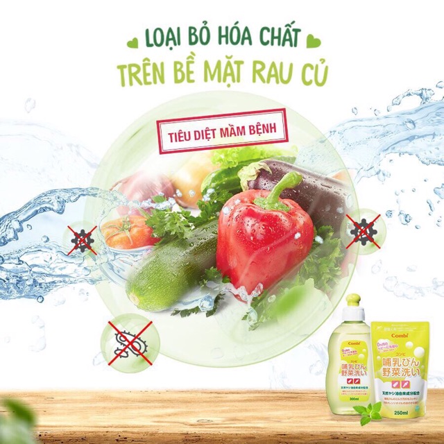 NƯỚC RỬA BÌNH SỮA VÀ RAU QUẢ COMBI TỪ DẦU CỌ (250ml)