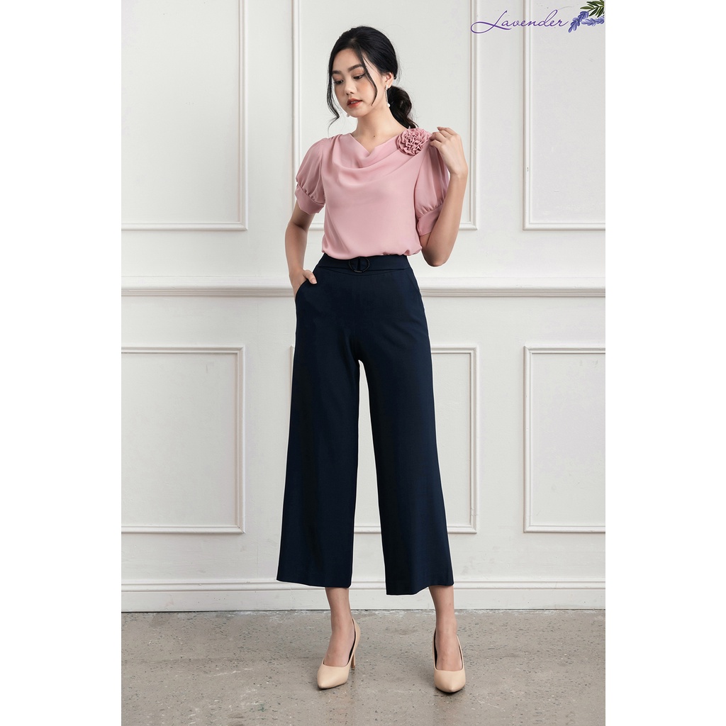 Áo sơ mi công sở nữ LAVENDER cổ đổ đính hoa vai cao cấp A064