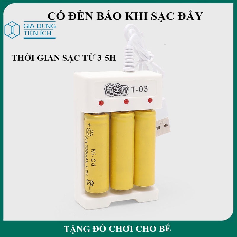 Pin Sạc AA 700mAh Vỉ 3 Viên, Tiết Kiệm Chi Phí, Có Thể Sạc Đi Sạc Lại Đến 500 Lần