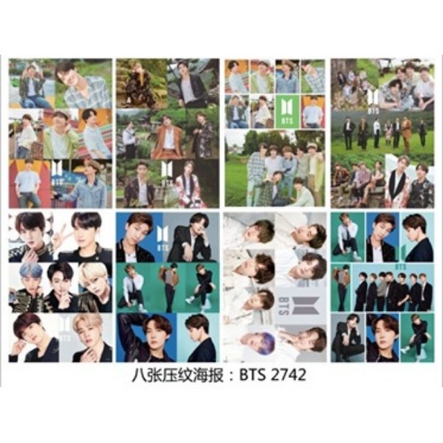 Poster ảnh BTS Jimin Jungkook Suga Jin set 8 tấm khổ A3