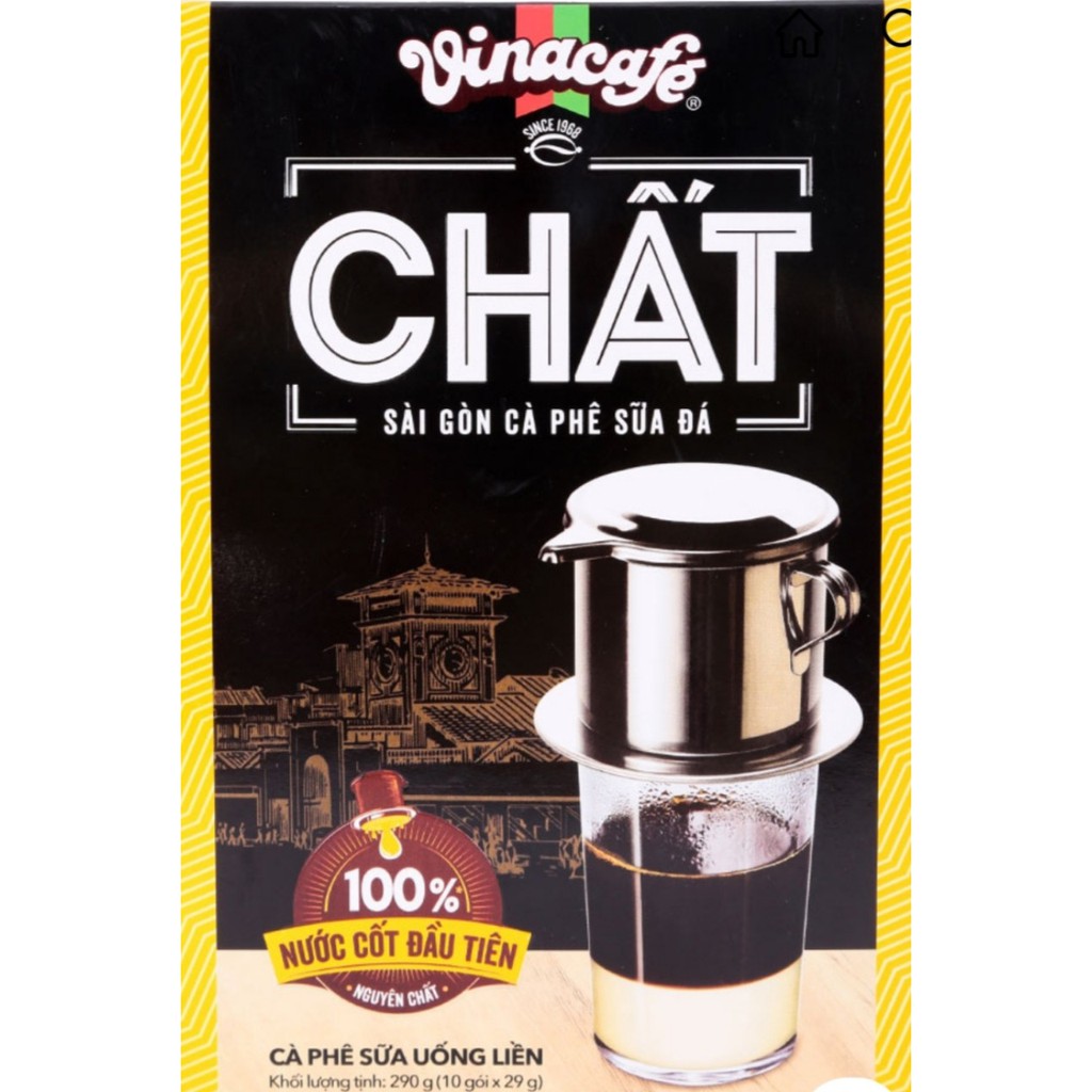 Vinacafe Chất - Sài Gòn Cà Phê Sữa Đá Hộp 10 Gói x 29G