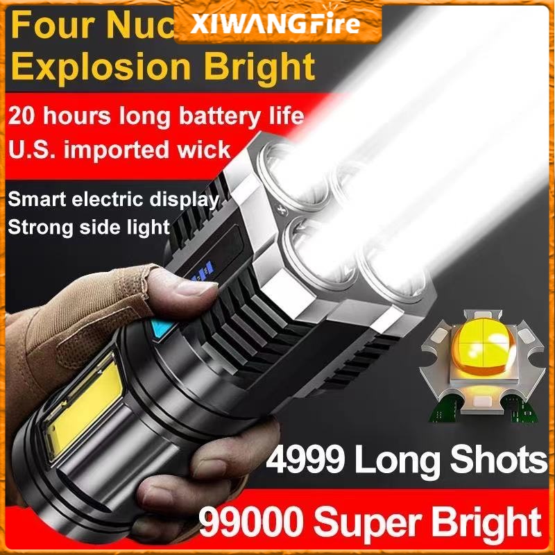 Đèn Pin xiwangfire 4 Lõi Siêu Sáng Đa Năng p1000 led Có Thể Sạc Lại