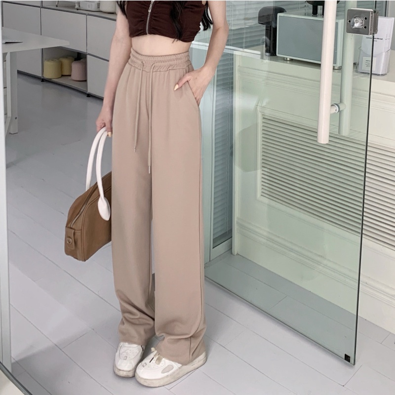 QADCOL Quần ống rộng Lưng Thun Màu Sắc Đơn Giản Thời Trang Cho Nữ