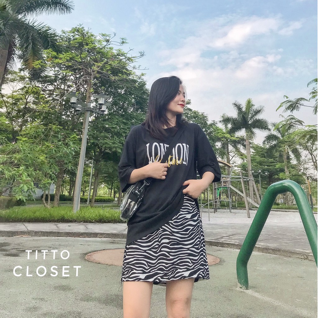 Set Chân Váy Ngựa Vằn London Hot Hit + Áo Thun Cotton - Ảnh Thật - Titto Closet