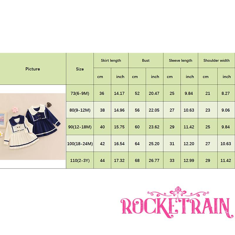 Đầm Len Dài Tay Cổ Thủy Thủ Màu Sắc Tương Phản Cho Bé Gái