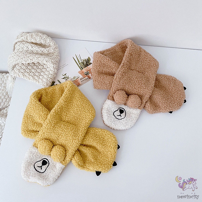 Khăn choàng cổ thiết kế hoạt hình ấm áp phong cách Hàn Quốc thời trang mùa đông xinh xắn dành cho trẻ em