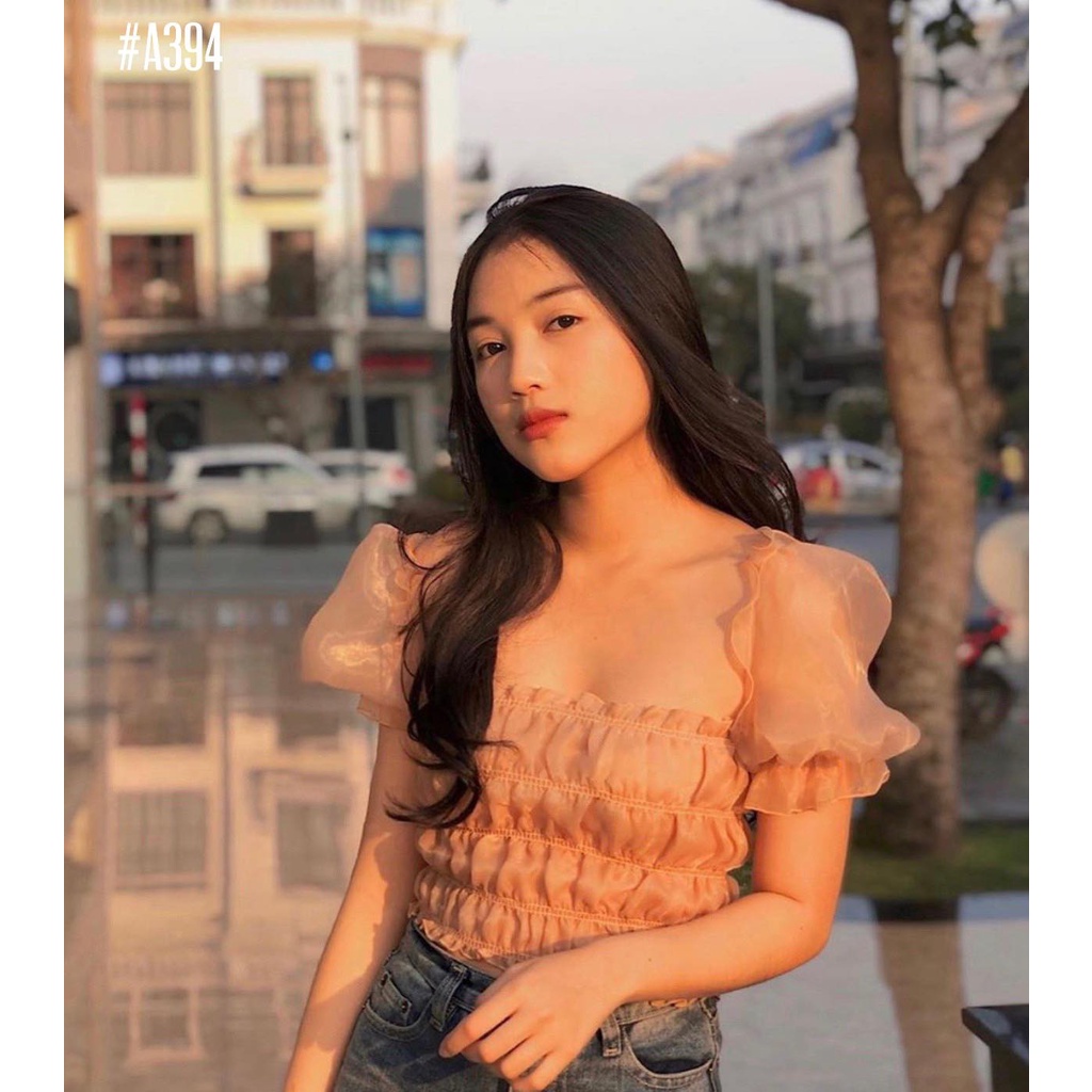 [TANA'S] Áo croptop nhún voan kiếng