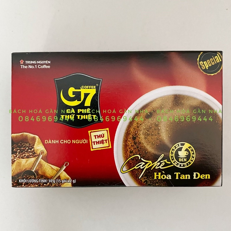Cà Phê G7 Đen Không Đường hộp 15 gói - Cafe Hoà Tan Trung Nguyên