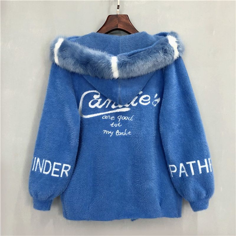 ÁO KHOÁC MŨ LÔNG PHỐI LEN CARDIGAN