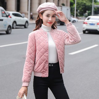 Áo Khoác Lông Hình Quả Trám Dáng Ngắn Màu Hồng Đen Trắng