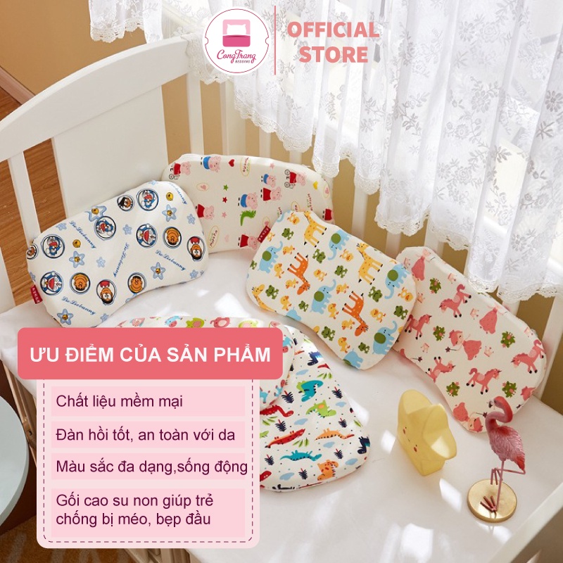 Gối Đầu Cao Su Non HOMIES Mềm Mại Êm Ái Cho Bé Từ 1 Đến 10 Tuổi - Nhiều Kích Thước