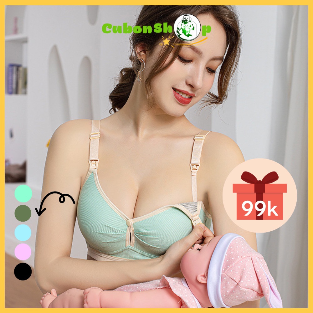 Áo ngực bà bầu, Áo lót cho con bú và sau sinh chống chảy xệ, Áo bra nâng ngực cotton mềm mịn không gọng CubonShop 2099