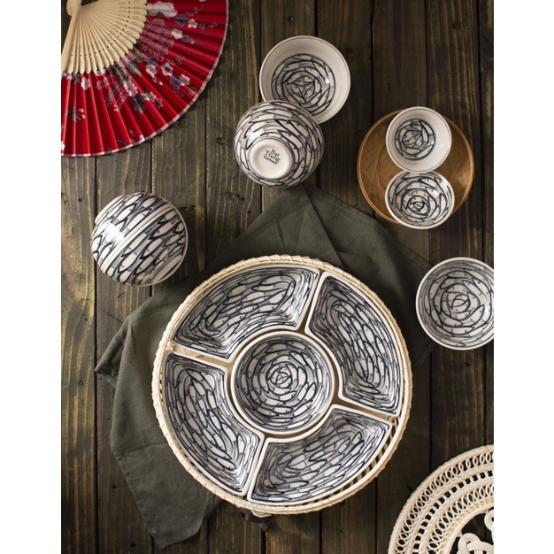 Khay Sứ Đựng Thức Ăn Cơm Phần Bánh kẹo Tết Set Khay Mây Sứ Hoạ Tiết Gốm Bát tràng Vẽ Tay Nhiều Họa Tiết