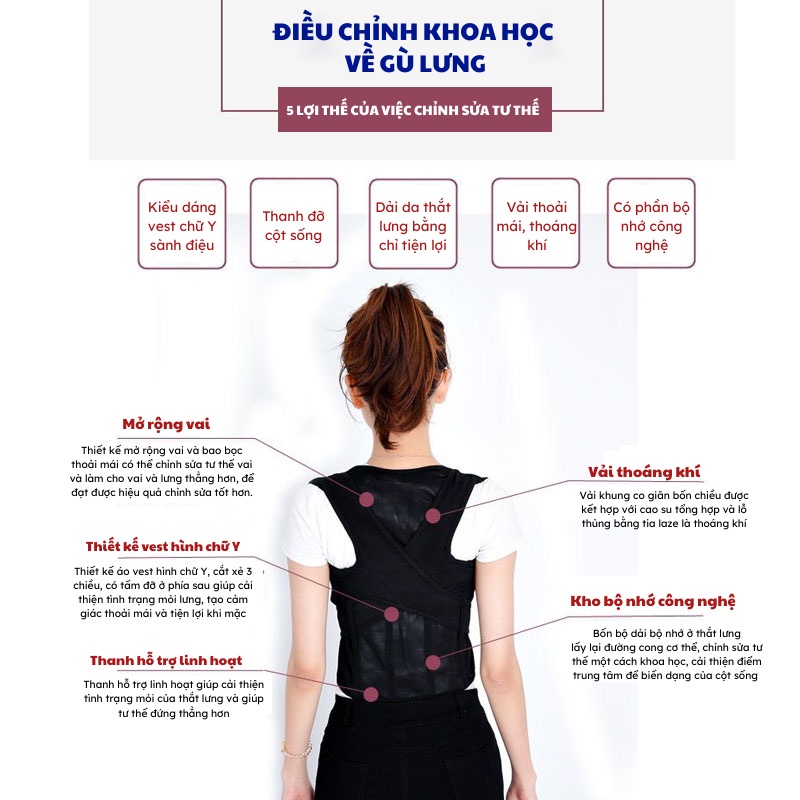 Đai Chống Gù Lưng Đai Lưng Cột Sống Định Hình Cơ Thể Hiệu Quả Moda.H