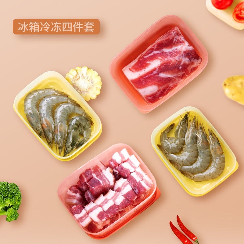 Set 4 Hộp Nhựa Ngăn Đông Tupperware Trữ Thực Phẩm Tươi Sống Thịt Cá, Rau Củ - Đựng Đồ Ăn Dặm