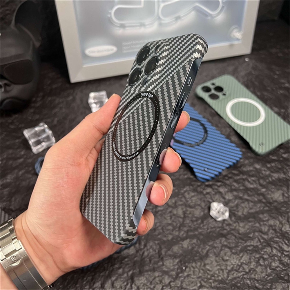 Ốp Điện Thoại PC Cứng Không Khung Chống Sốc Kết Cấu Sợi Carbon Cho IPhone 13 12 11 Pro Max