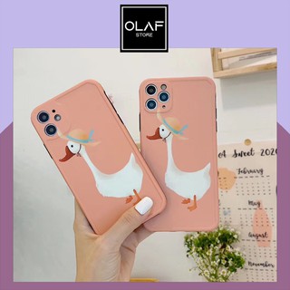 Ốp iPhone hình vịt dễ thương màu cam loại IMD dành cho 7/8/plus/X/Xs Max/11/12/Pro Max