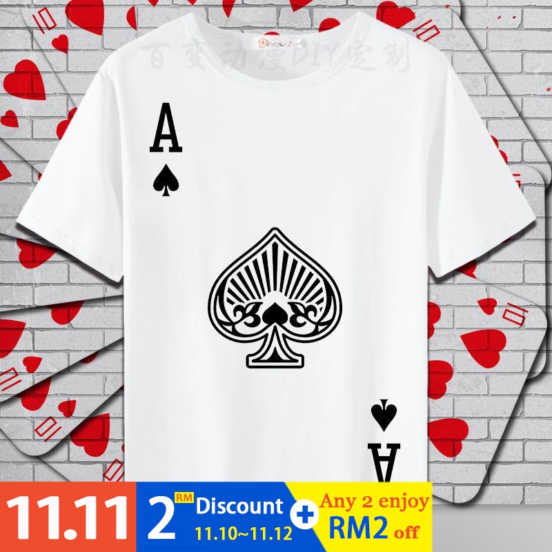 Áo Thun Tay Ngắn In Hình Lá Bài Poker Ajq Thời Trang Mùa Hè Cho Nam Và Nữ