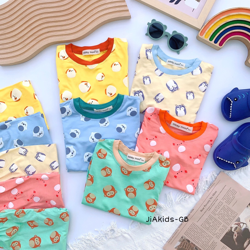 Bộ Dài Tay THUN LẠNH MINKY MOM In Hình Toàn Thân Họa Tiết Động Vật Cho Bé TD-IN60