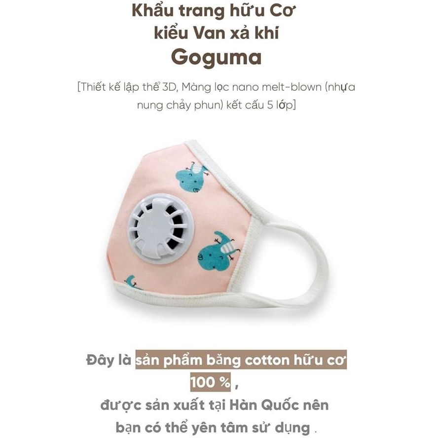 Khẩu Trang GOGUMA KF94 Vải COTTON ORGANIC Made in Korea