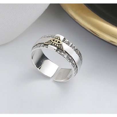 Nhẫn nam nữ tròn Merin Accessories màu bạc thời trang chất Titan đẹp đơn giản không gỉ - Nhẫn Tryan