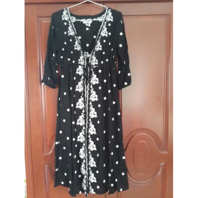 Đầm maxi có rút dây eo
