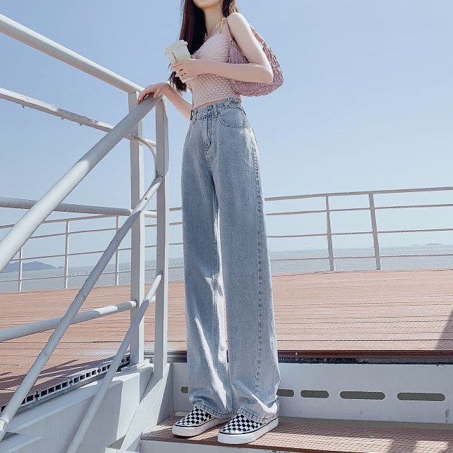 Quần Jeans Nữ Lưng Cao Ống Rộng Thời Trang Hàn Quốc