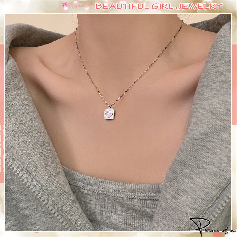 Vòng cổ Mặt Hình Vuông 2022 Có Đèn Hình Mặt Cười Sang Trọng Cho Nữ