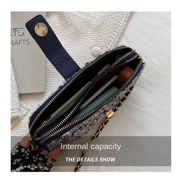 Túi Xách Đeo Vai Chất Liệu Vải Tweed Mềm Mại Phong Cách Cổ Điển Thời Trang Cho Nữ