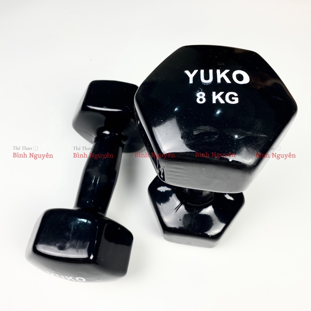 Tạ tay 8kg 10kg Yuko lõi gang đặc bọc cao su bền bỉ nhỏ gọn tập gym thể hình chống trơn trượt, xước vỡ sàn