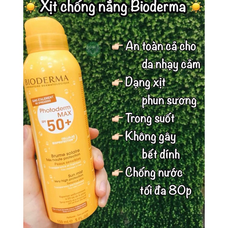 Xịt chống nắng body Bioderma SPF 50+ Pháp 150ml bảo vệ cho da nhạy cảm - Shopbetue