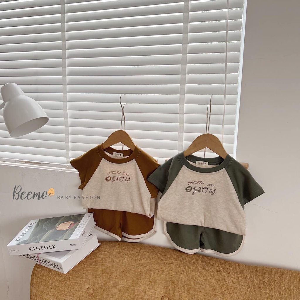 Bộ cotton cộc tay in hình thú dễ thương Beemo