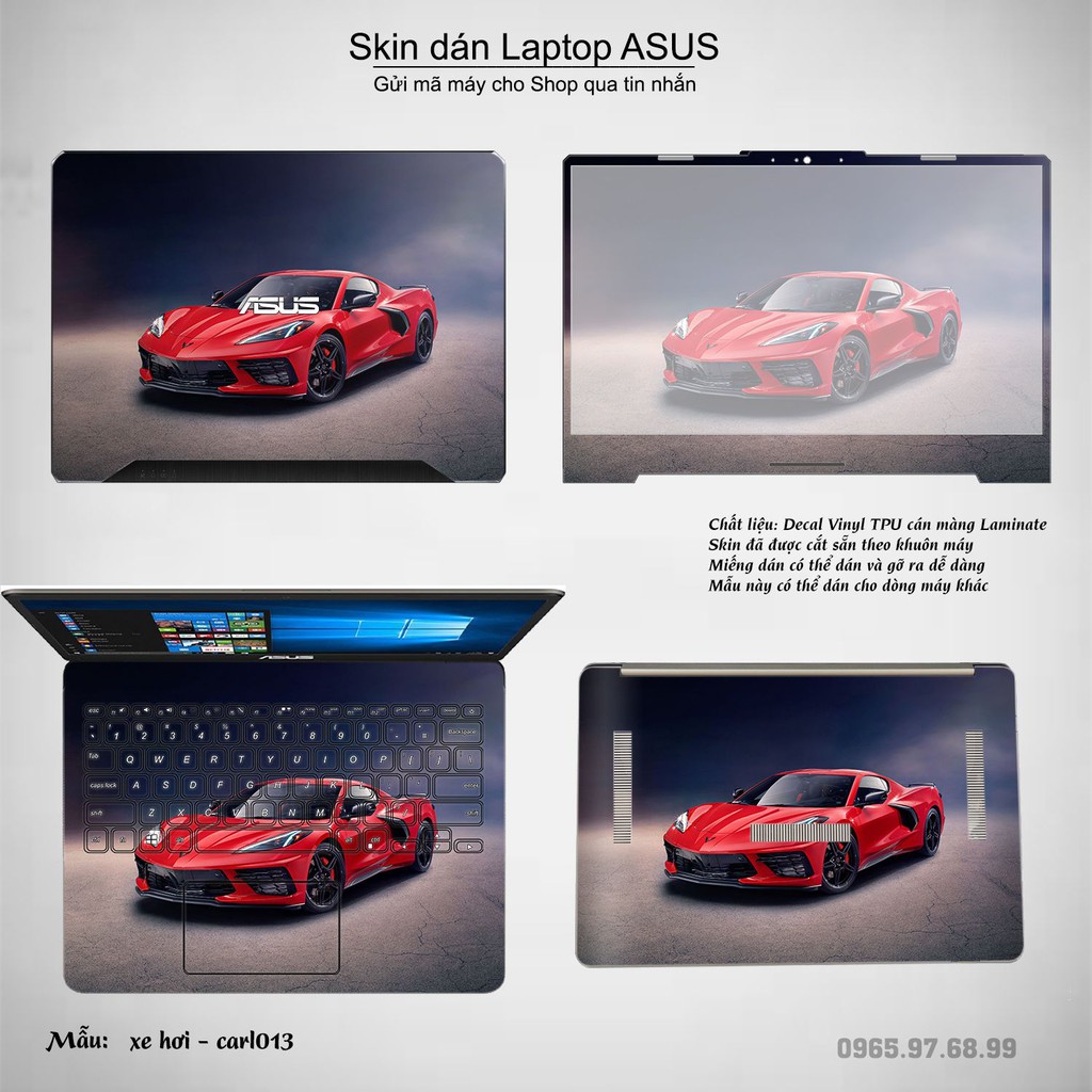 Skin dán Laptop Asus in hình xe hơi (inbox mã máy cho Shop)