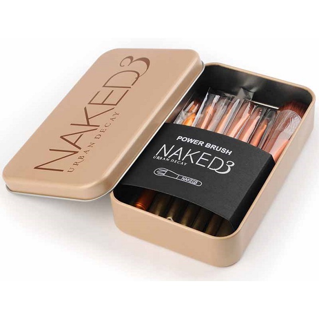 Bộ 12 Cọ Trang Điểm NAKED3 Hộp Thiếc Sang Trọng Tiện Lợi