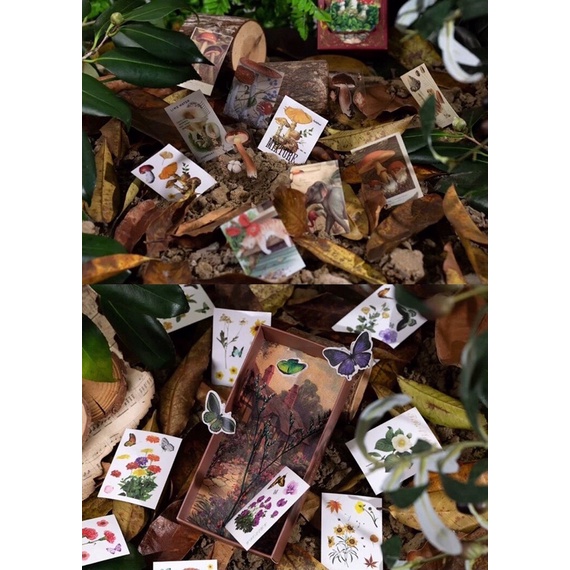 Bộ 200 tấm sticker dính kèm sổ 120 trang hoạ tiết vintage