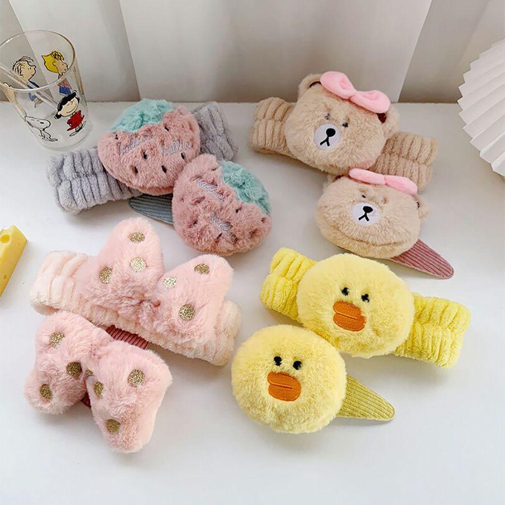 Băng Đô Cài Tóc Rửa Mặt Trang Điểm Họa Tiết Hoạt Hình Vịt Dâu Tây Cho Nữ