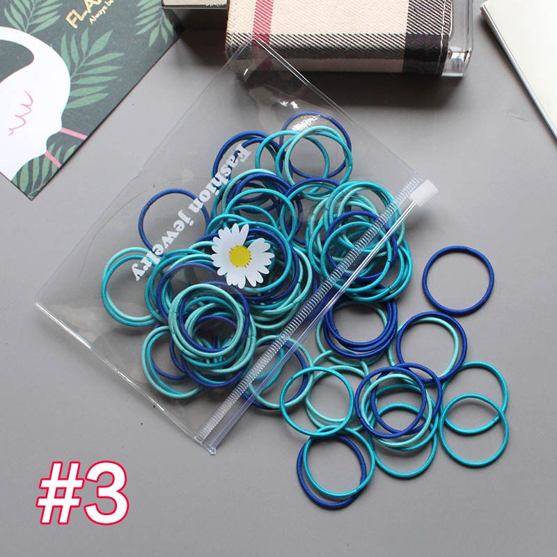 Set 100 Dây Buộc Tóc Co Giãn Nhiều Màu Cho Bé Gái