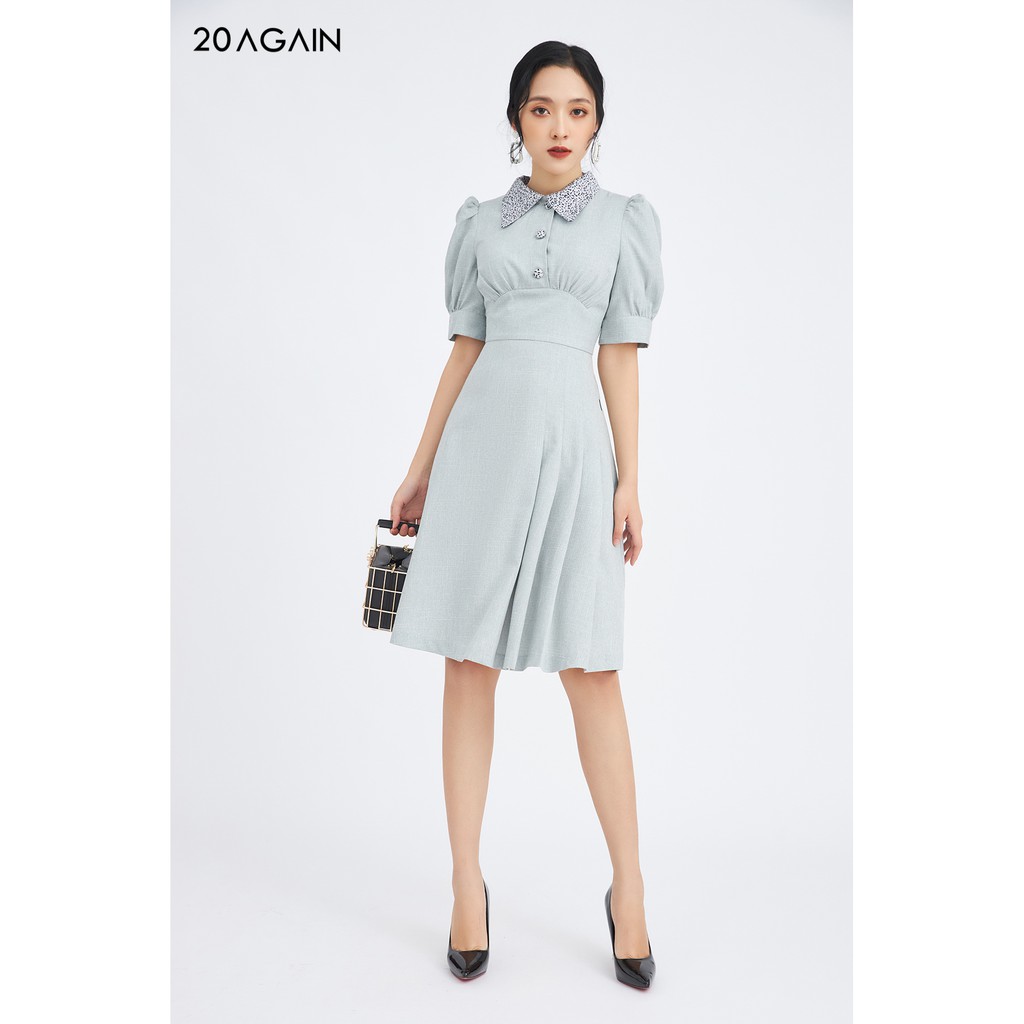 Đầm xòe dài tay phối cổ - 20 Again - DEA1091