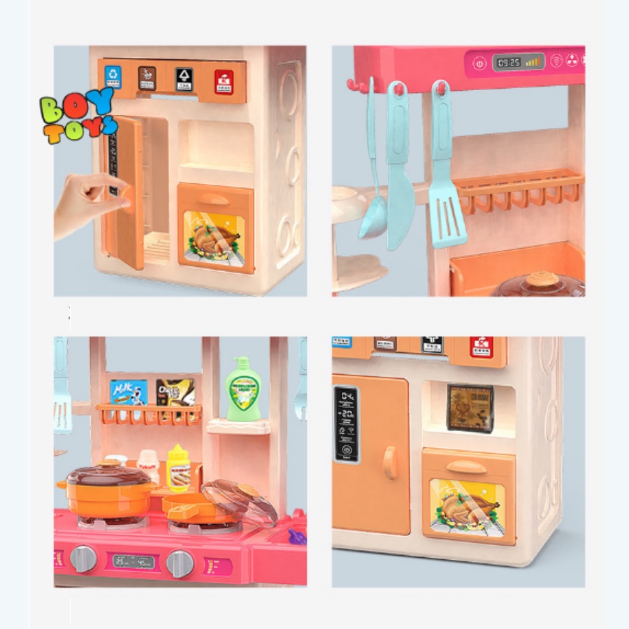 Bồ đồ chơi nhà bếp cỡ lớn 73cm đầy đủ hiệu ứng âm thanh, vòi nước, đèn và khói như thật, đồ chơi giáo dục kĩ năng cho bé