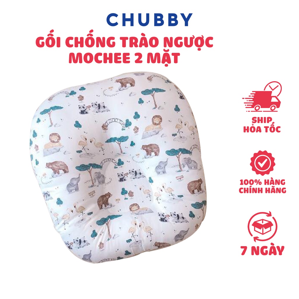 Gối Chống Trào Ngược 2 Mặt MOCHEE VIỆT NAM Chất Liệu Cotton Mềm Mại, Thoáng Khí, An Toàn Cho Bé