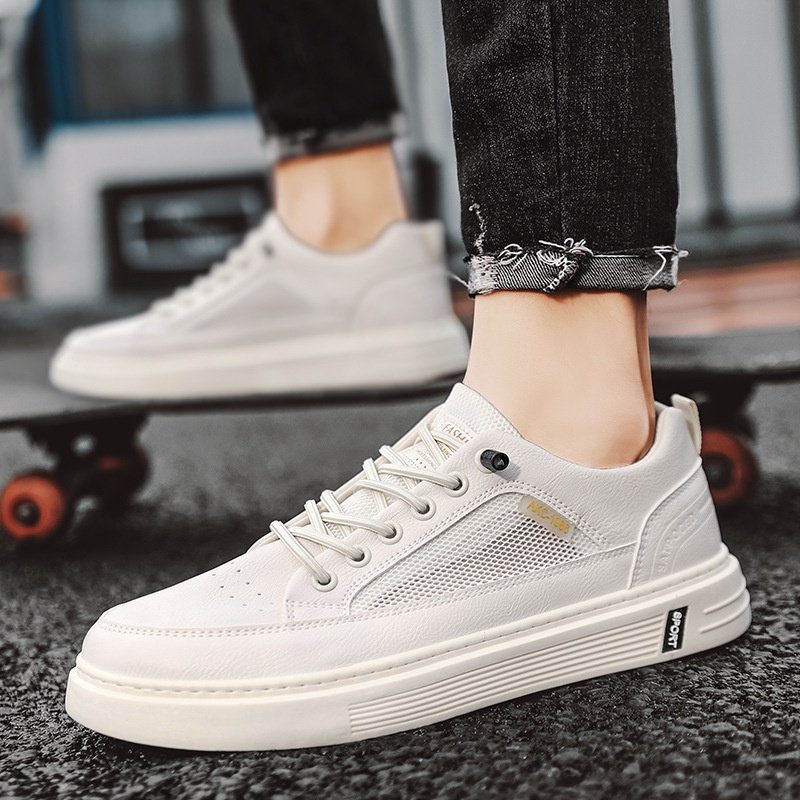 Giày sneaker nam chất liệu da cao cấp kết hợp lưới thoáng khí, phong cách trẻ trung năng động