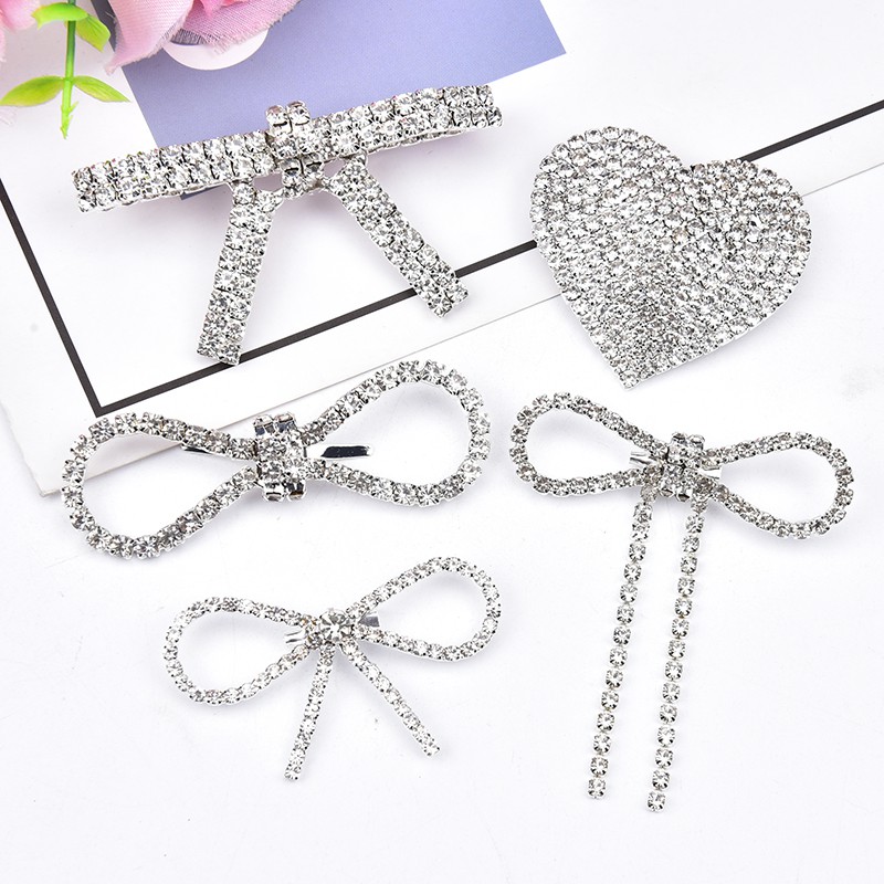 Mới Set 2 Ghim Cài Áo Hình Nơ Đính Đá Pha Lê Trong Suốt Trang Trí Đầm Cưới DIY
